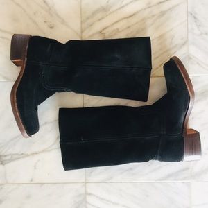 Frye 14L Campus Suede black pull up riding boots